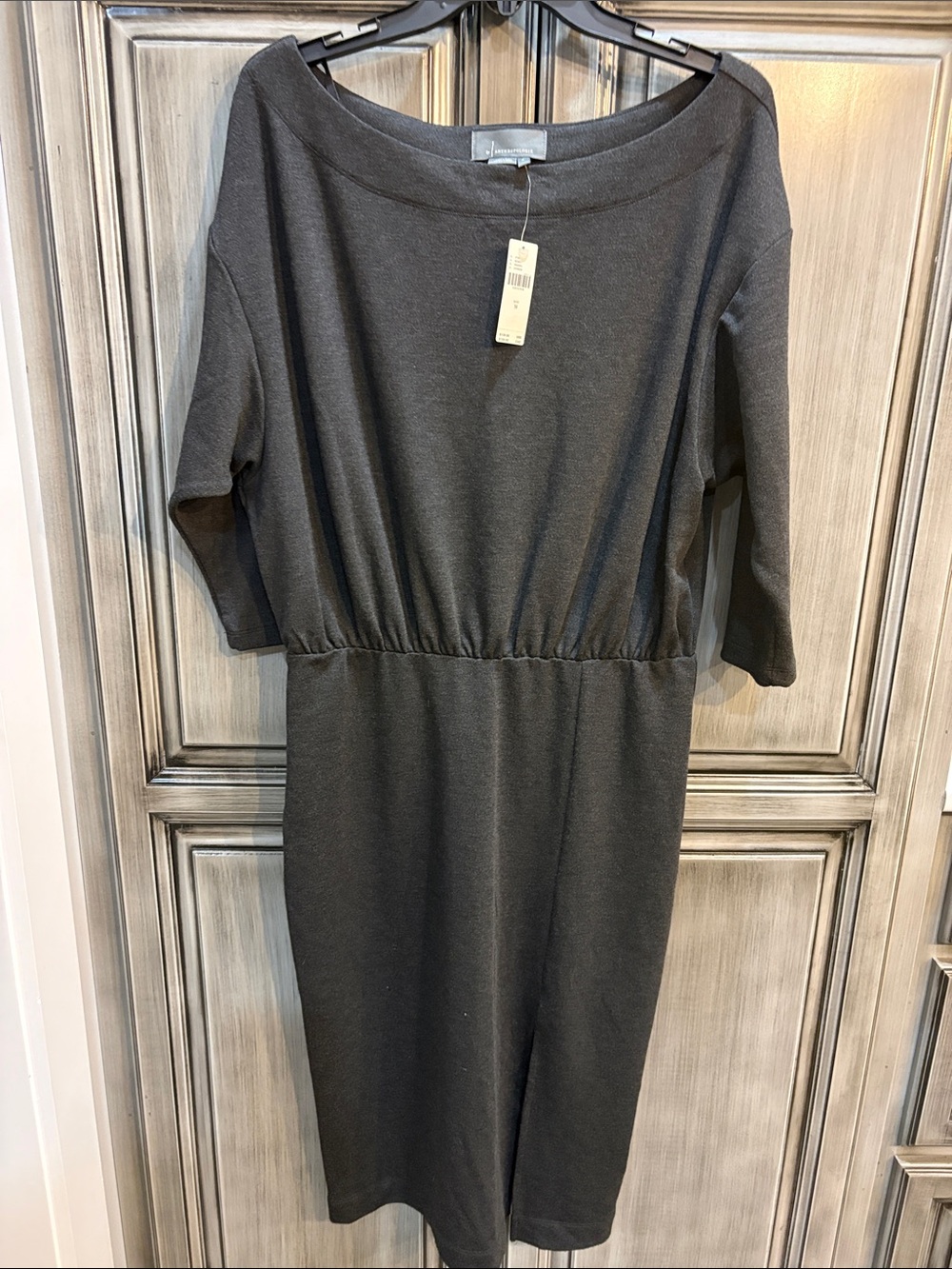 NWT Anthropologie Charcoal Gray Midi Dress